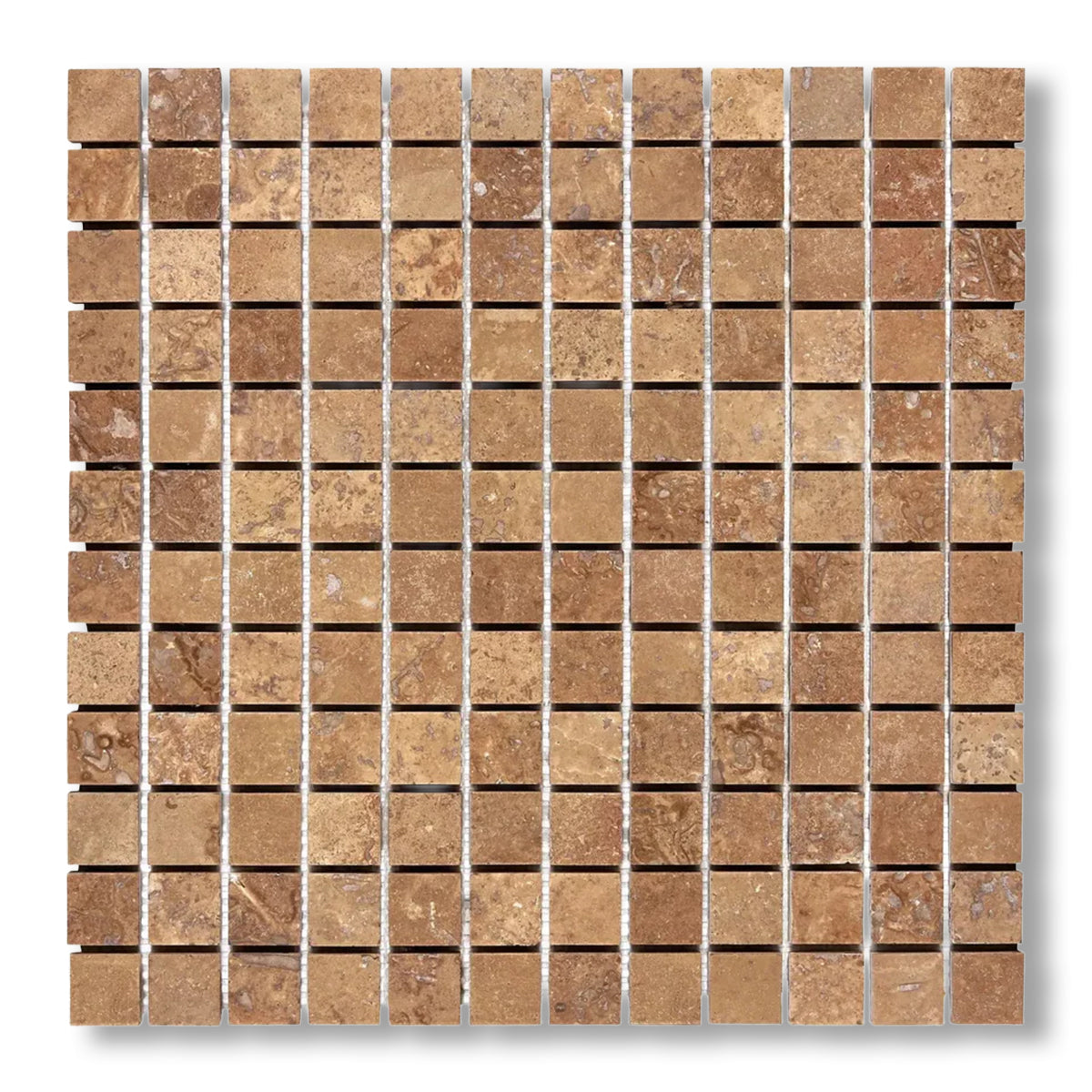 1x1 Noce Travertine Filled & Honed Mosaic Tile - American Tile Depot