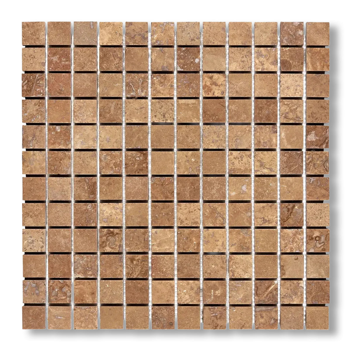 1x1 Noce Travertine Filled & Honed Mosaic Tile - American Tile Depot