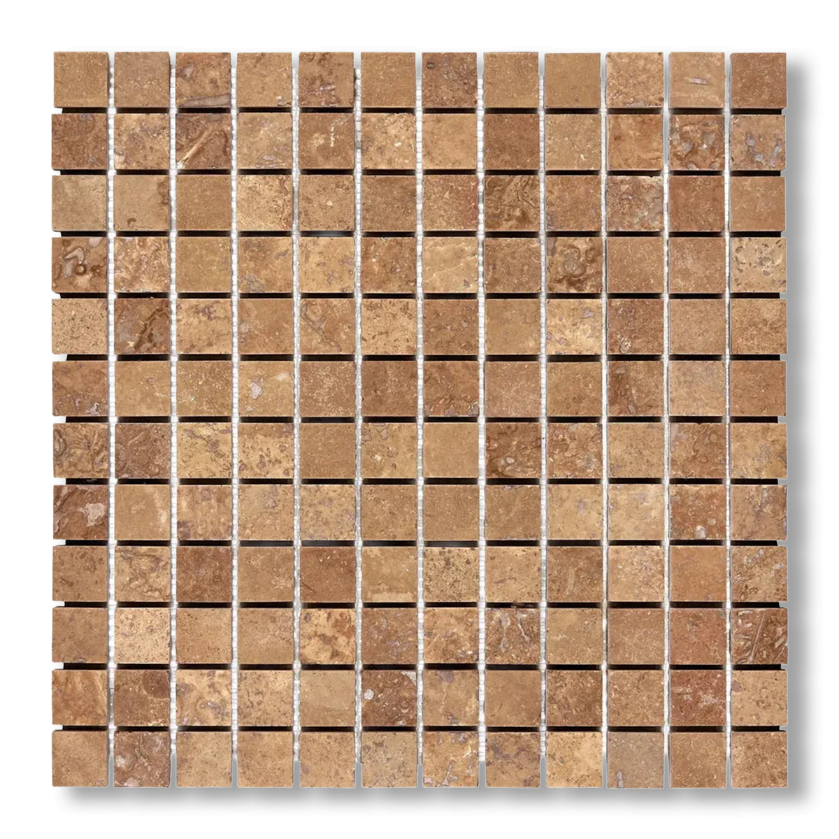 1x1 Noce Travertine Filled & Honed Mosaic Tile - American Tile Depot