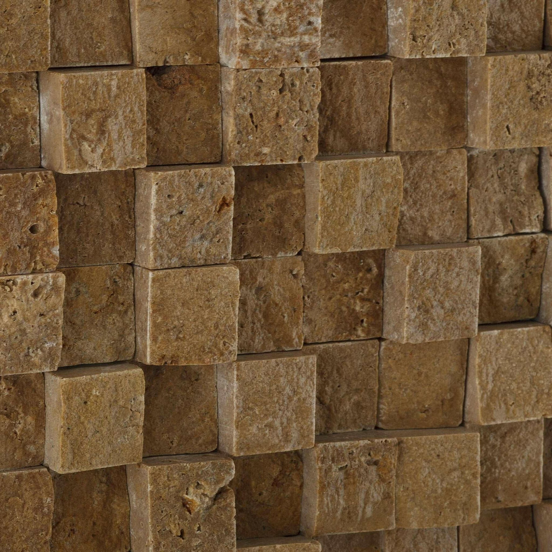 1x1 Noce Travertine HI-LOW Split-Faced Mosaic Tile 1x1 Noce Travertine HI-LOW Split-Faced Mosaic Tile - American Tile Depot