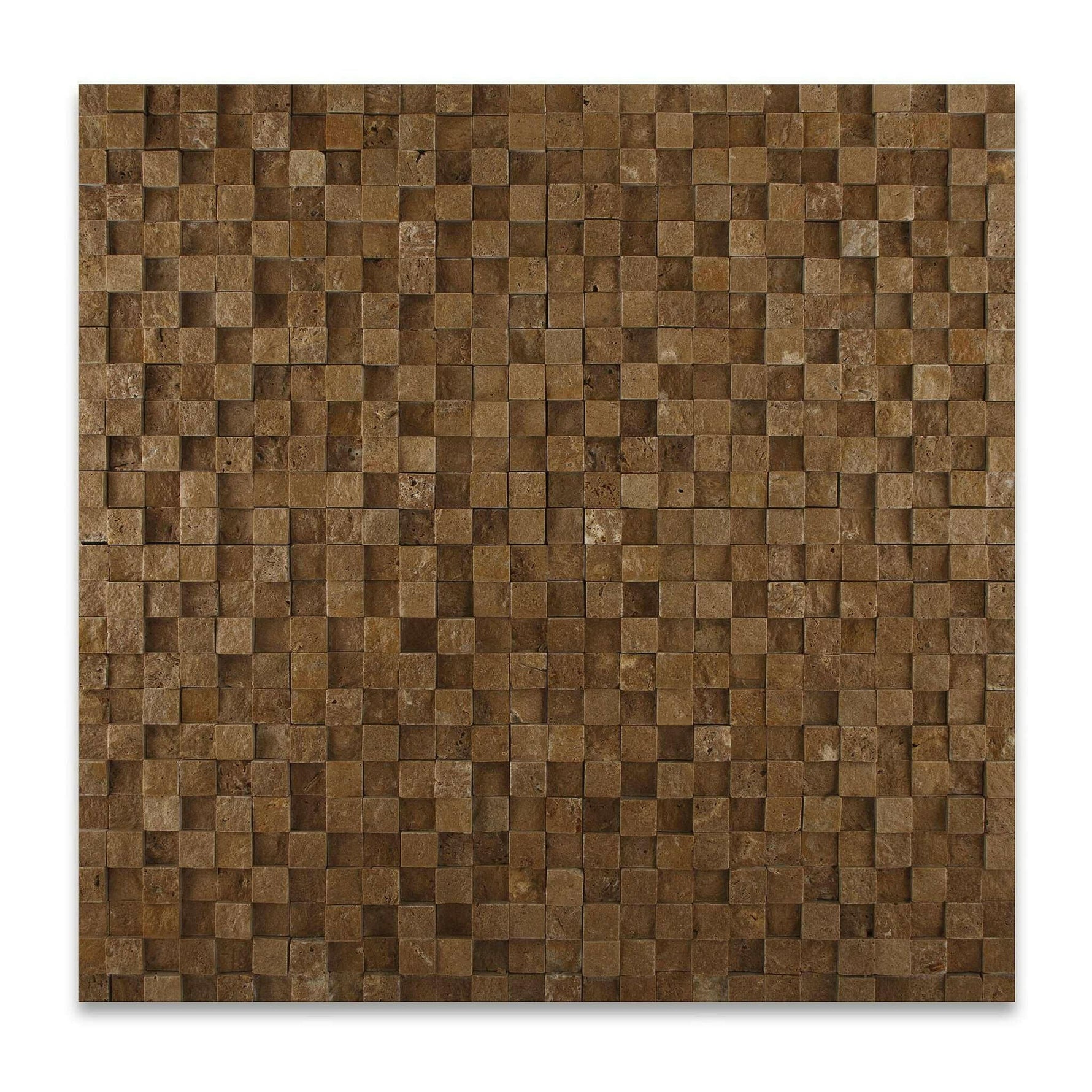 1x1 Noce Travertine HI-LOW Split-Faced Mosaic Tile 1x1 Noce Travertine HI-LOW Split-Faced Mosaic Tile - American Tile Depot