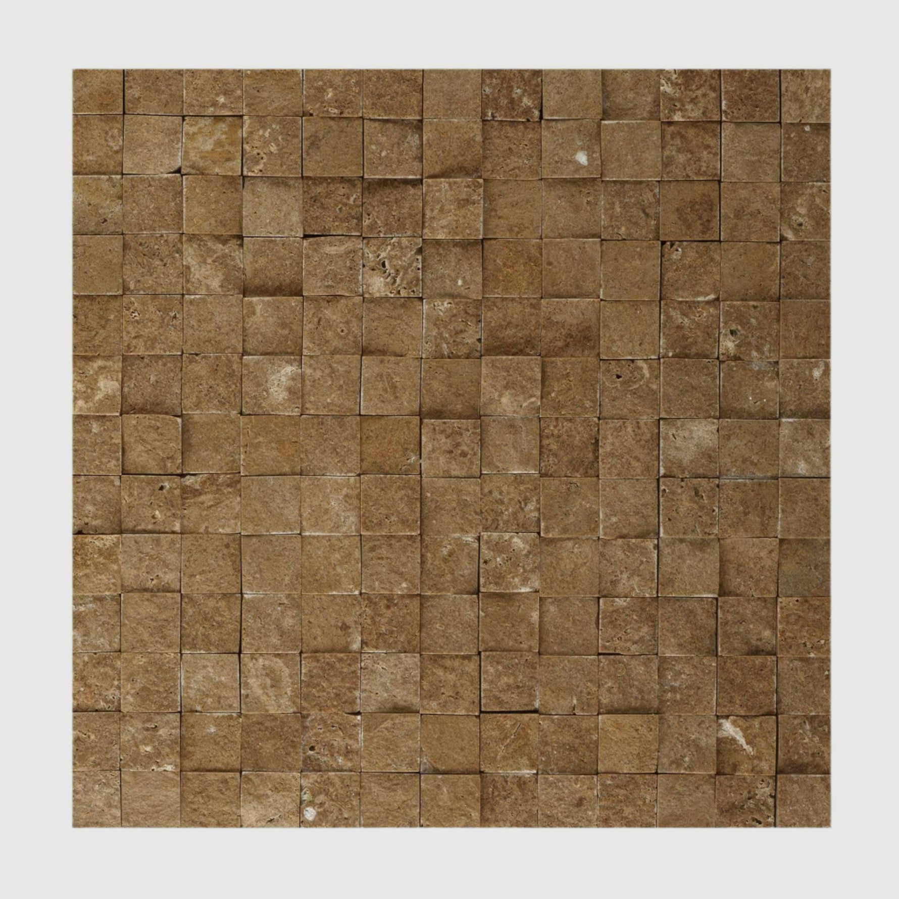 1x1 Noce Travertine Split-Faced Mosaic Tile 1x1 Noce Travertine Split-Faced Mosaic Tile - American Tile Depot
