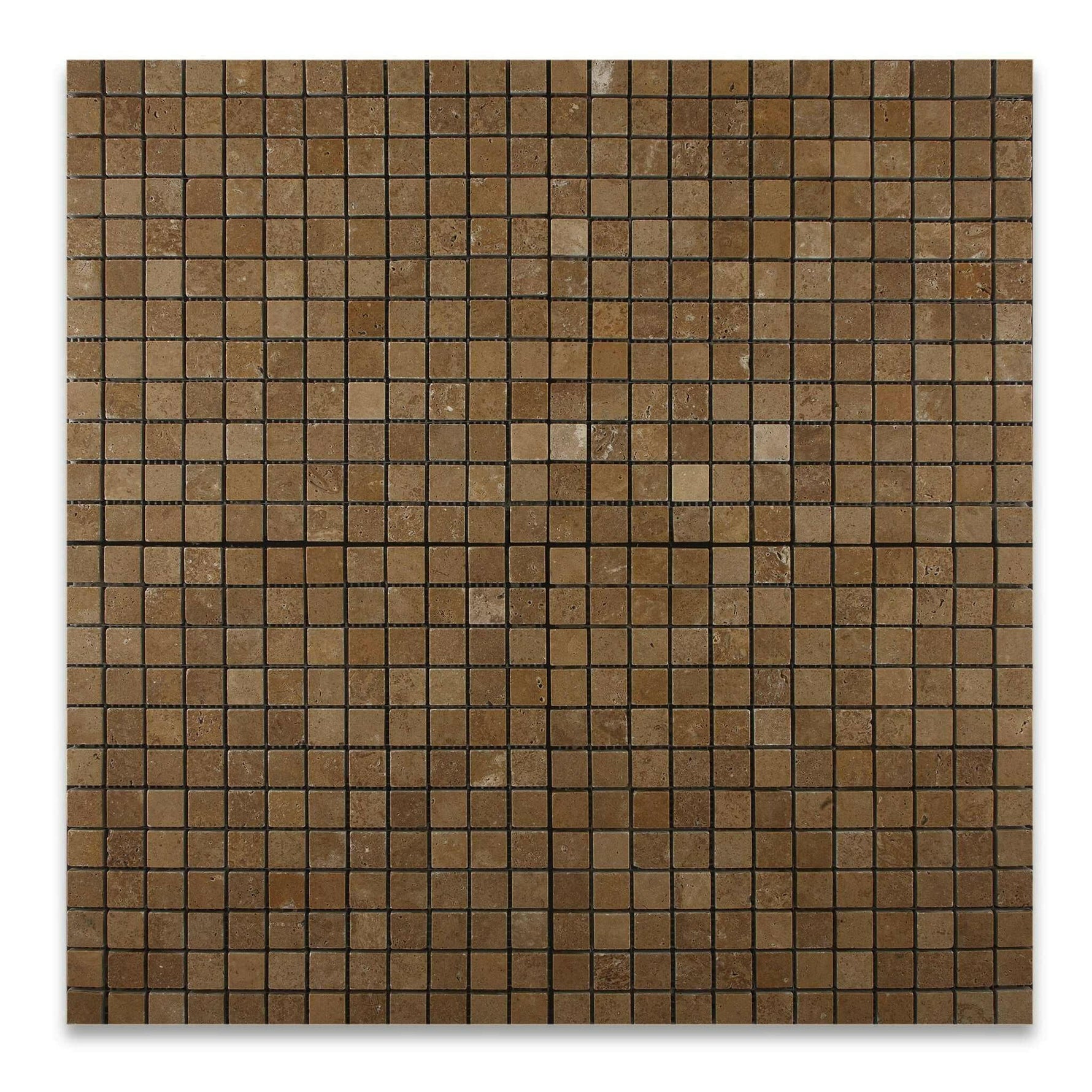 1x1 Noce Travertine Tumbled Mosaic Tile 1x1 Noce Travertine Tumbled Mosaic Tile - American Tile Depot