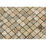 1x1 Philadelphia Travertine Tumbled Mosaic Tile - American Tile Depot