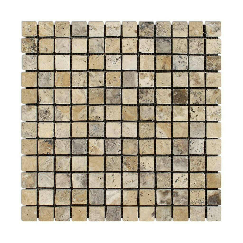 1x1 Philadelphia Travertine Tumbled Mosaic Tile - American Tile Depot