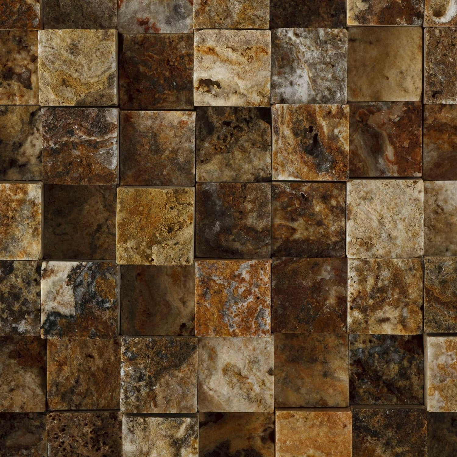 1x1 Scabos Travertine HI-LOW Split-Faced Mosaic Tile 1x1 Scabos Travertine HI-LOW Split-Faced Mosaic Tile - American Tile Depot