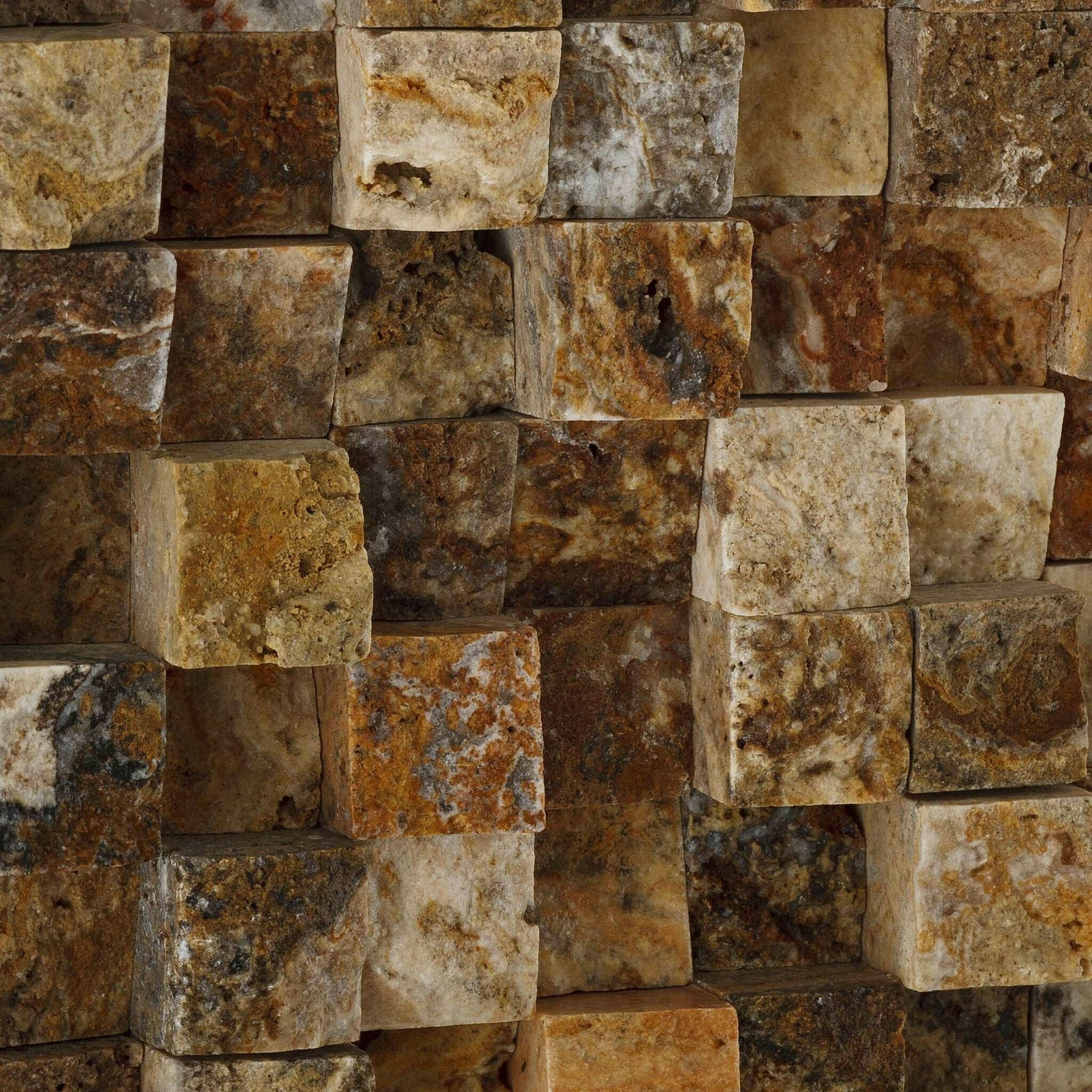 1x1 Scabos Travertine HI-LOW Split-Faced Mosaic Tile 1x1 Scabos Travertine HI-LOW Split-Faced Mosaic Tile - American Tile Depot