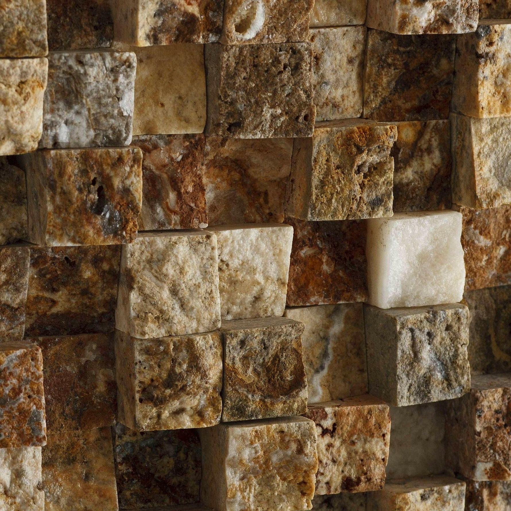 1x1 Scabos Travertine HI-LOW Split-Faced Mosaic Tile 1x1 Scabos Travertine HI-LOW Split-Faced Mosaic Tile - American Tile Depot