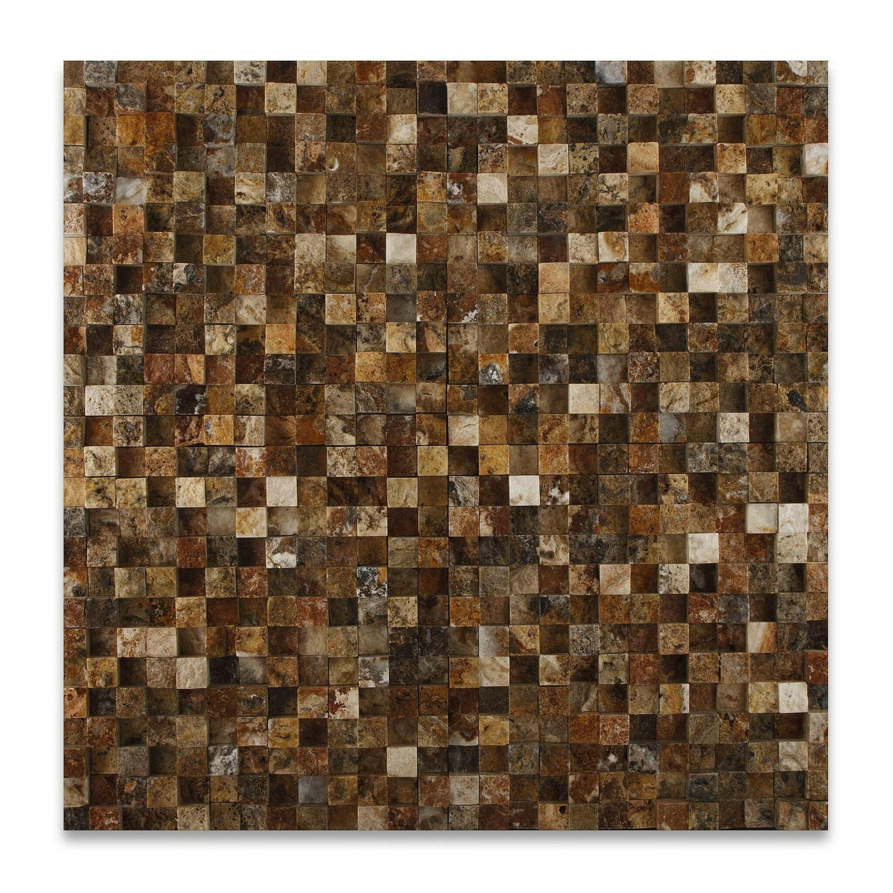 1x1 Scabos Travertine HI-LOW Split-Faced Mosaic Tile 1x1 Scabos Travertine HI-LOW Split-Faced Mosaic Tile - American Tile Depot