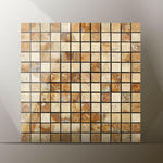 1x1 Scabos Travertine Polished Mosaic Tile 1x1 Scabos Travertine Polished Mosaic Tile - American Tile Depot