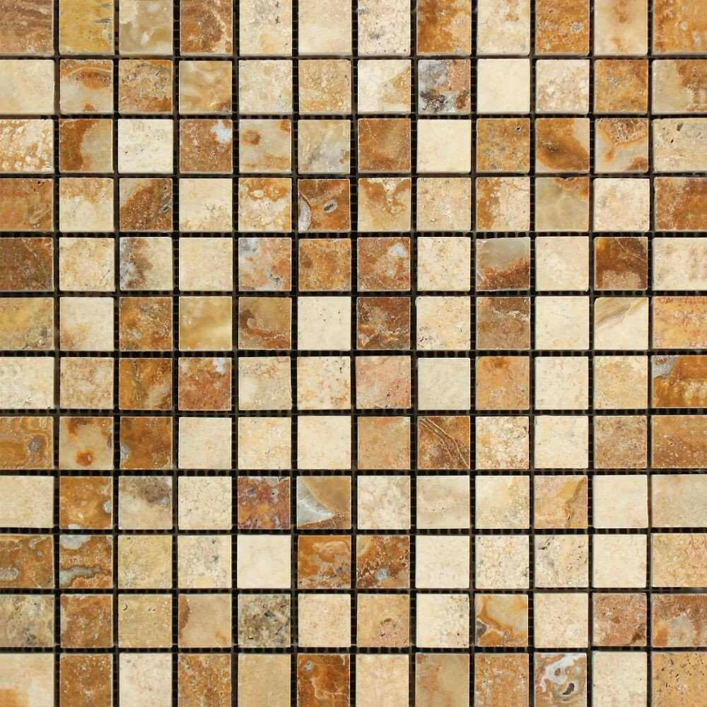 1x1 Scabos Travertine Polished Mosaic Tile 1x1 Scabos Travertine Polished Mosaic Tile - American Tile Depot