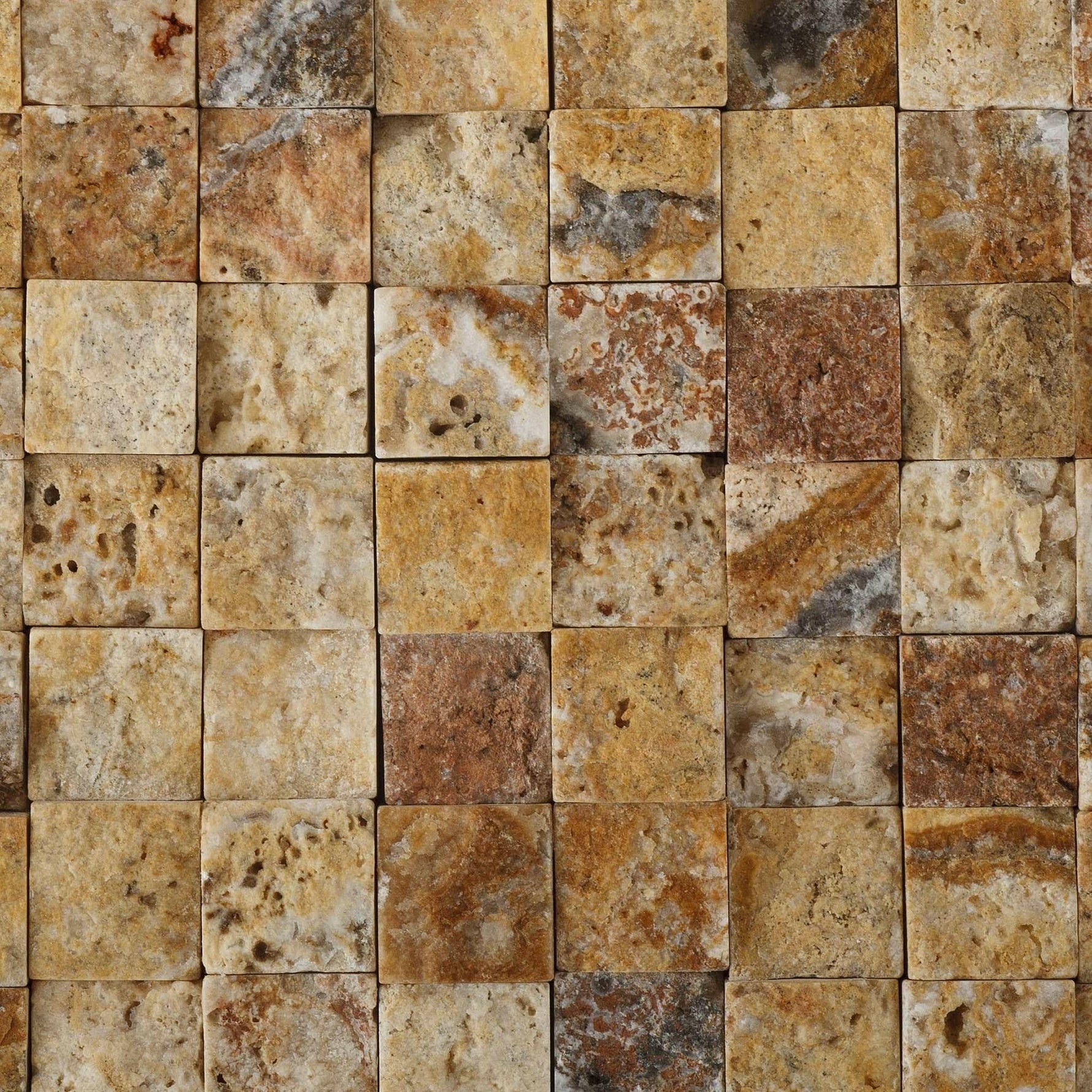 1x1 Scabos Travertine Split-Faced Mosaic Tile 1x1 Scabos Travertine Split-Faced Mosaic Tile - American Tile Depot