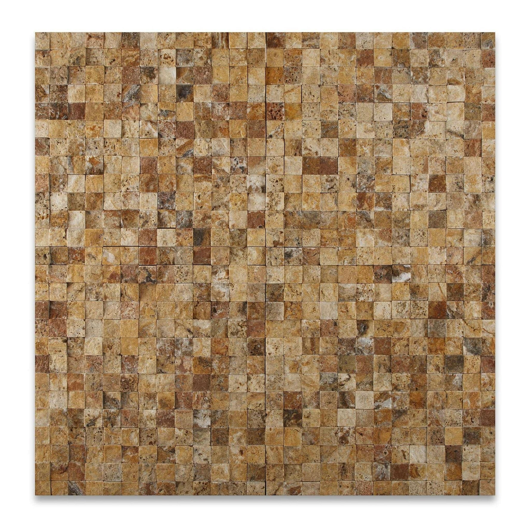 1x1 Scabos Travertine Split-Faced Mosaic Tile 1x1 Scabos Travertine Split-Faced Mosaic Tile - American Tile Depot