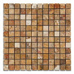 1x1 Scabos Travertine Tumbled Mosaic Tile - American Tile Depot