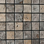 1x1 Silver Travertine Tumbled Mosaic Tile 1x1 Silver Travertine Tumbled Mosaic Tile - American Tile Depot
