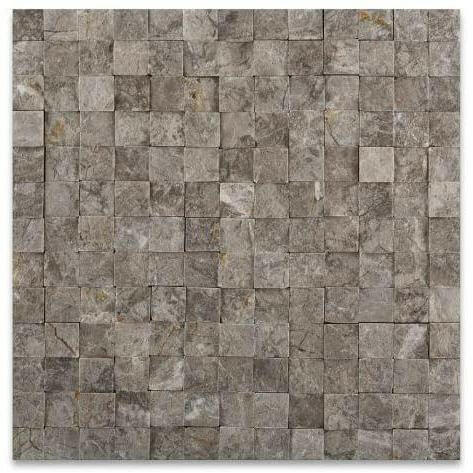 1x1 Tundra Gray (Atlantic Gray) Marble Split-Faced Mosaic Tile 1x1 Tundra Gray (Atlantic Gray) Marble Split-Faced Mosaic Tile - American Tile Depot