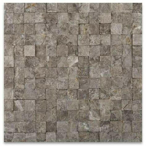 1x1 Tundra Gray (Atlantic Gray) Marble Split-Faced Mosaic Tile 1x1 Tundra Gray (Atlantic Gray) Marble Split-Faced Mosaic Tile - American Tile Depot