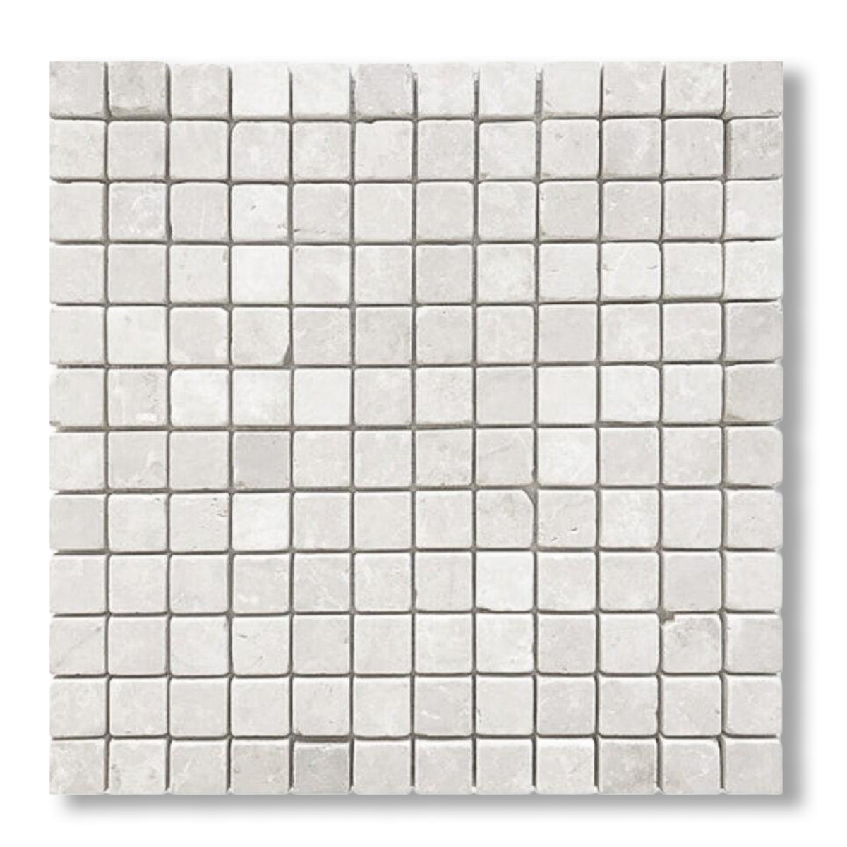 1x1 White Pearl / Botticino Marble Tumbled Mosaic Tile - American Tile Depot