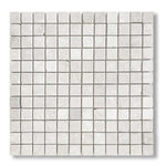 1x1 White Pearl / Botticino Marble Tumbled Mosaic Tile - American Tile Depot