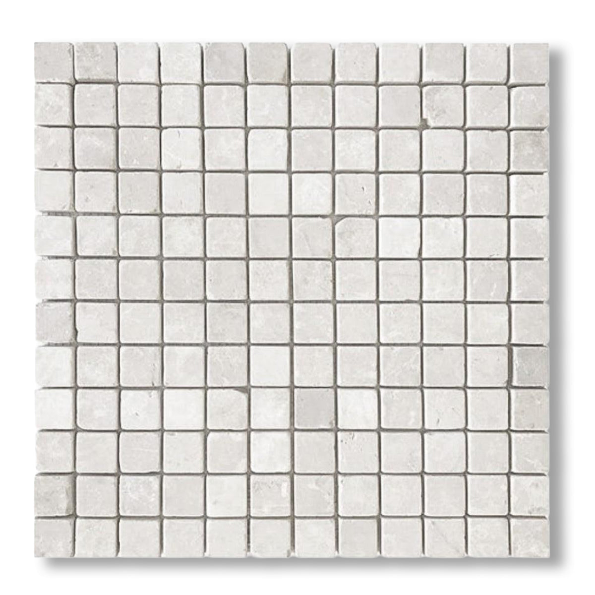 1x1 White Pearl / Botticino Marble Tumbled Mosaic Tile - American Tile Depot