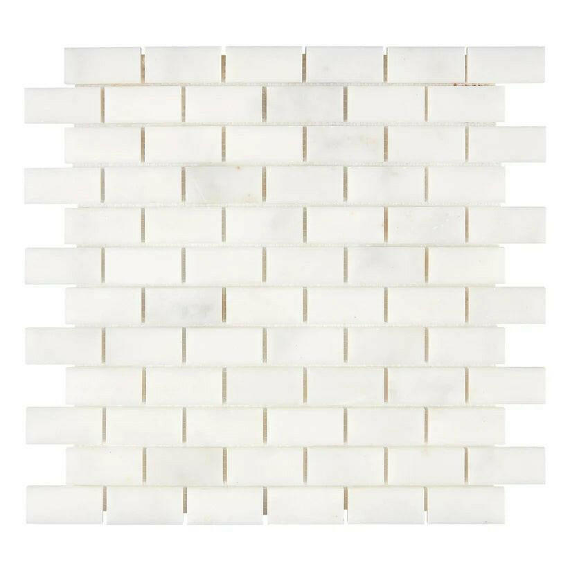 1x2 Afyon White Marble Polished Brick Mosaic Tile 1x2 Afyon White Marble Polished Brick Mosaic Tile - American Tile Depot