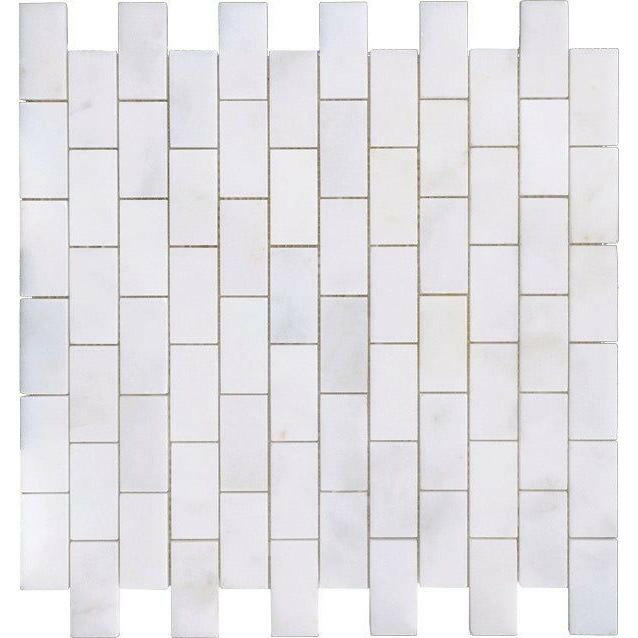 1x2 Afyon White Marble Polished Brick Mosaic Tile 1x2 Afyon White Marble Polished Brick Mosaic Tile - American Tile Depot