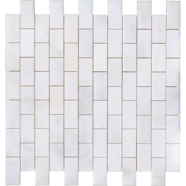 1x2 Afyon White Marble Polished Brick Mosaic Tile 1x2 Afyon White Marble Polished Brick Mosaic Tile - American Tile Depot