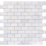 1x2 Afyon White Marble Polished Brick Mosaic Tile 1x2 Afyon White Marble Polished Brick Mosaic Tile - American Tile Depot