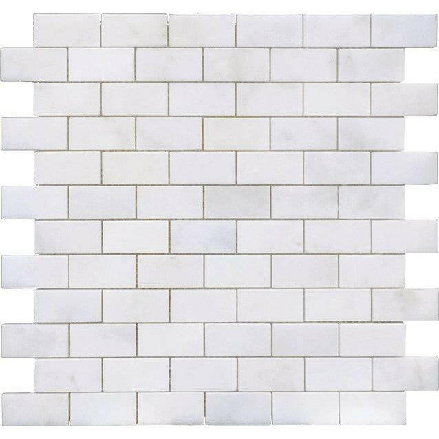 1x2 Afyon White Marble Polished Brick Mosaic Tile 1x2 Afyon White Marble Polished Brick Mosaic Tile - American Tile Depot