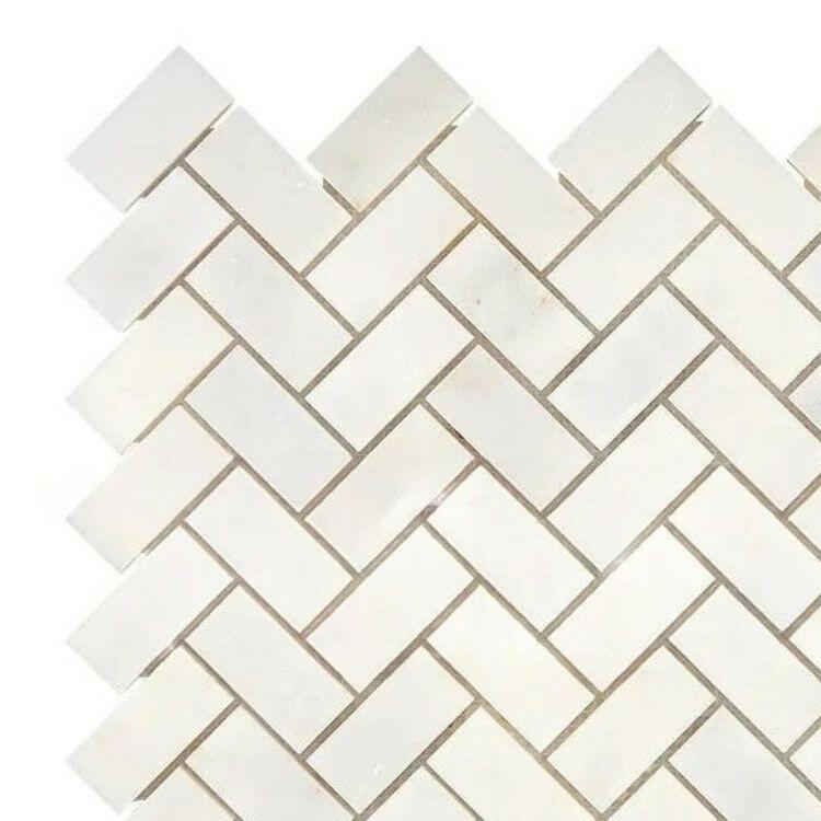 1x2 Afyon White Marble Polished Herringbone Mosaic Tile 1x2 Afyon White Marble Polished Herringbone Mosaic Tile - American Tile Depot