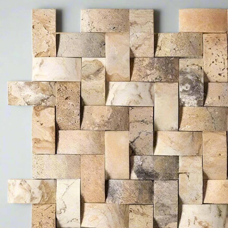 1x2 Antico Onyx Travertine CNC-Arched Herringbone Mosaic Tile 1x2 Antico Onyx Travertine CNC-Arched Herringbone Mosaic Tile - American Tile Depot