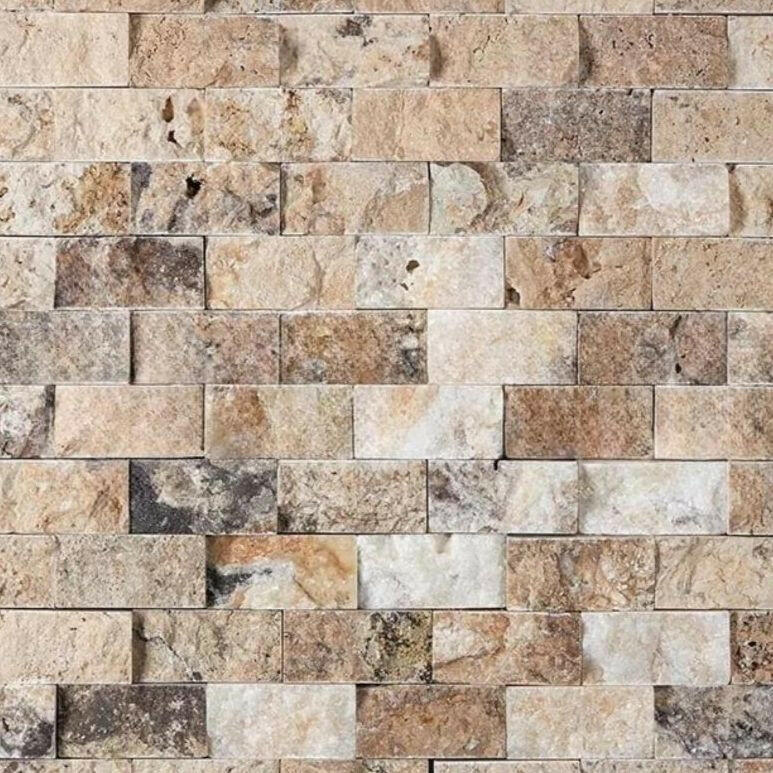 1x2 Antico Onyx Travertine Split-Faced Brick Mosaic Tile 1x2 Antico Onyx Travertine Split-Faced Brick Mosaic Tile - American Tile Depot