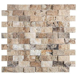 1x2 Antico Onyx Travertine Split-Faced Brick Mosaic Tile 1x2 Antico Onyx Travertine Split-Faced Brick Mosaic Tile - American Tile Depot