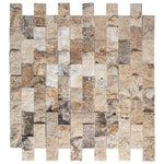 1x2 Antico Onyx Travertine Split-Faced Brick Mosaic Tile 1x2 Antico Onyx Travertine Split-Faced Brick Mosaic Tile - American Tile Depot