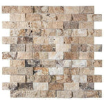 1x2 Antico Onyx Travertine Split-Faced Brick Mosaic Tile 1x2 Antico Onyx Travertine Split-Faced Brick Mosaic Tile - American Tile Depot