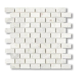 1x2 Bianco Congelato Dolomite Leathered Brick Mosaic Tile - American Tile Depot