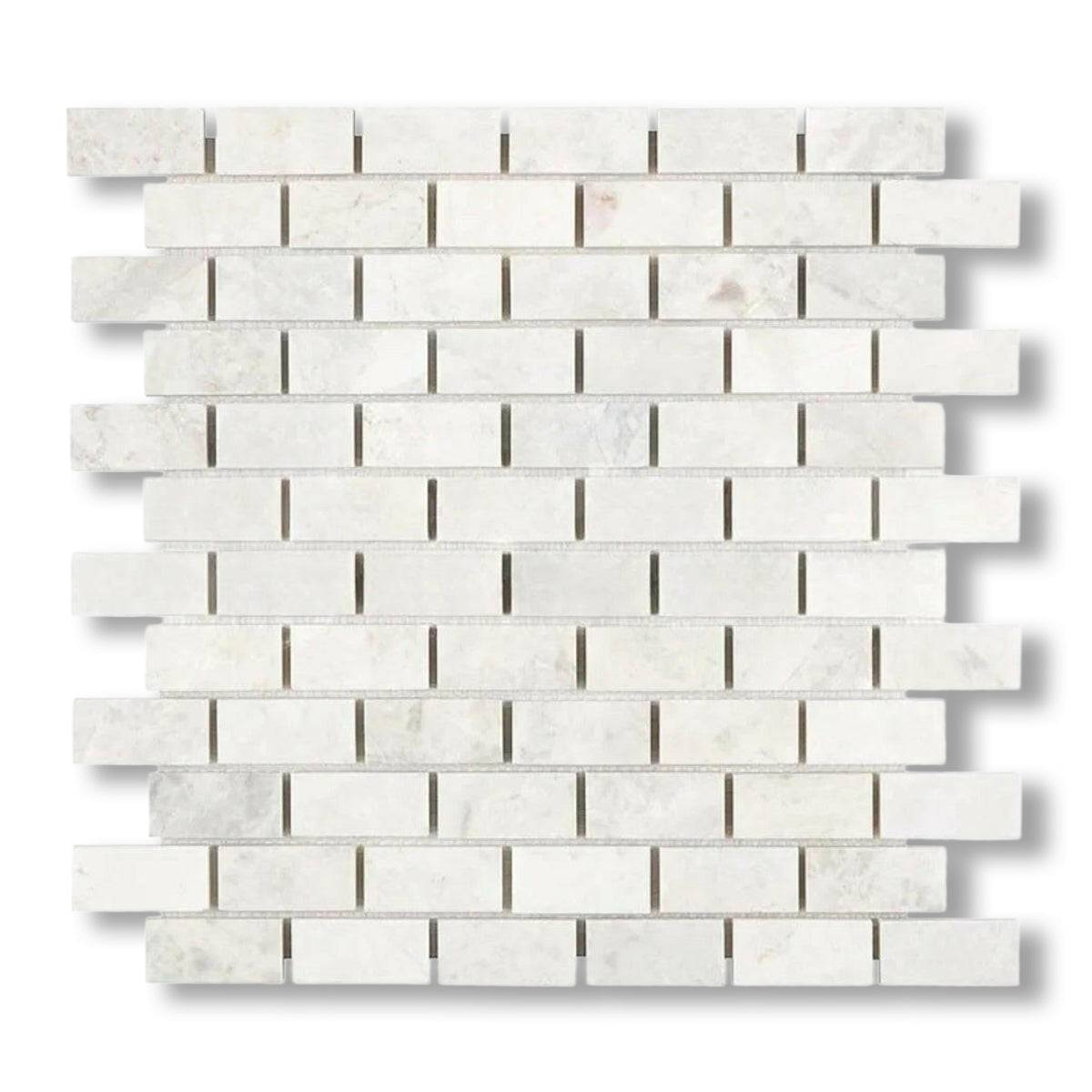 1x2 Bianco Congelato Dolomite Leathered Brick Mosaic Tile