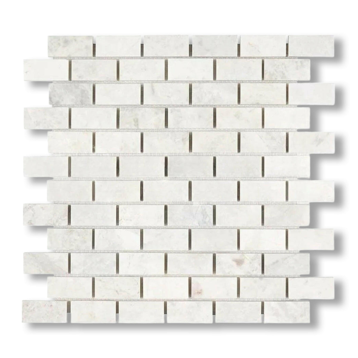1x2 Bianco Congelato Dolomite Leathered Brick Mosaic Tile - American Tile Depot
