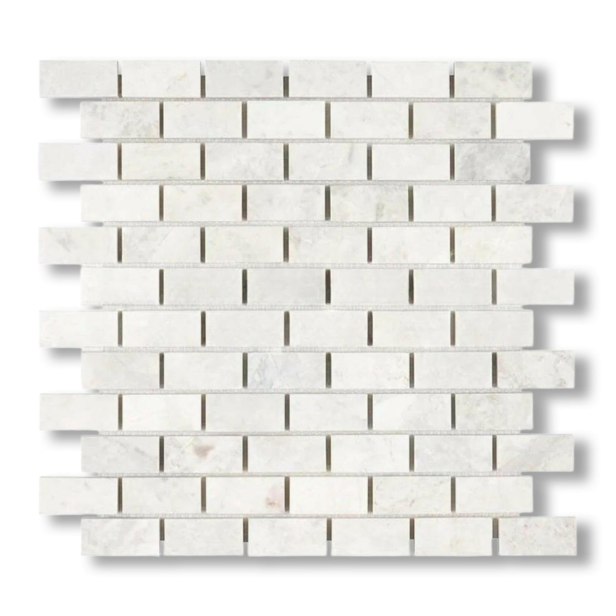 1x2 Bianco Congelato Dolomite Leathered Brick Mosaic Tile - American Tile Depot