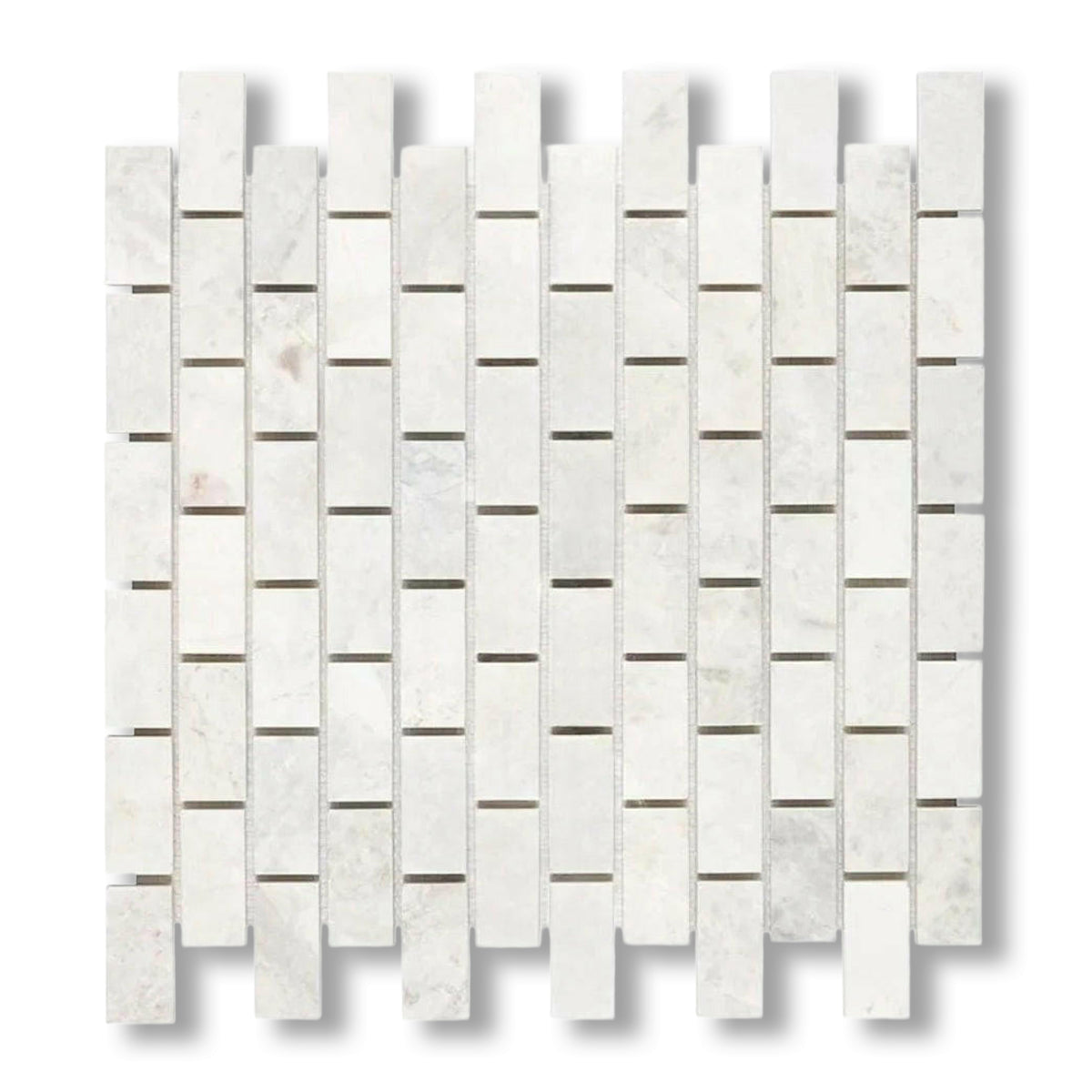 1x2 Bianco Congelato Dolomite Leathered Brick Mosaic Tile - American Tile Depot
