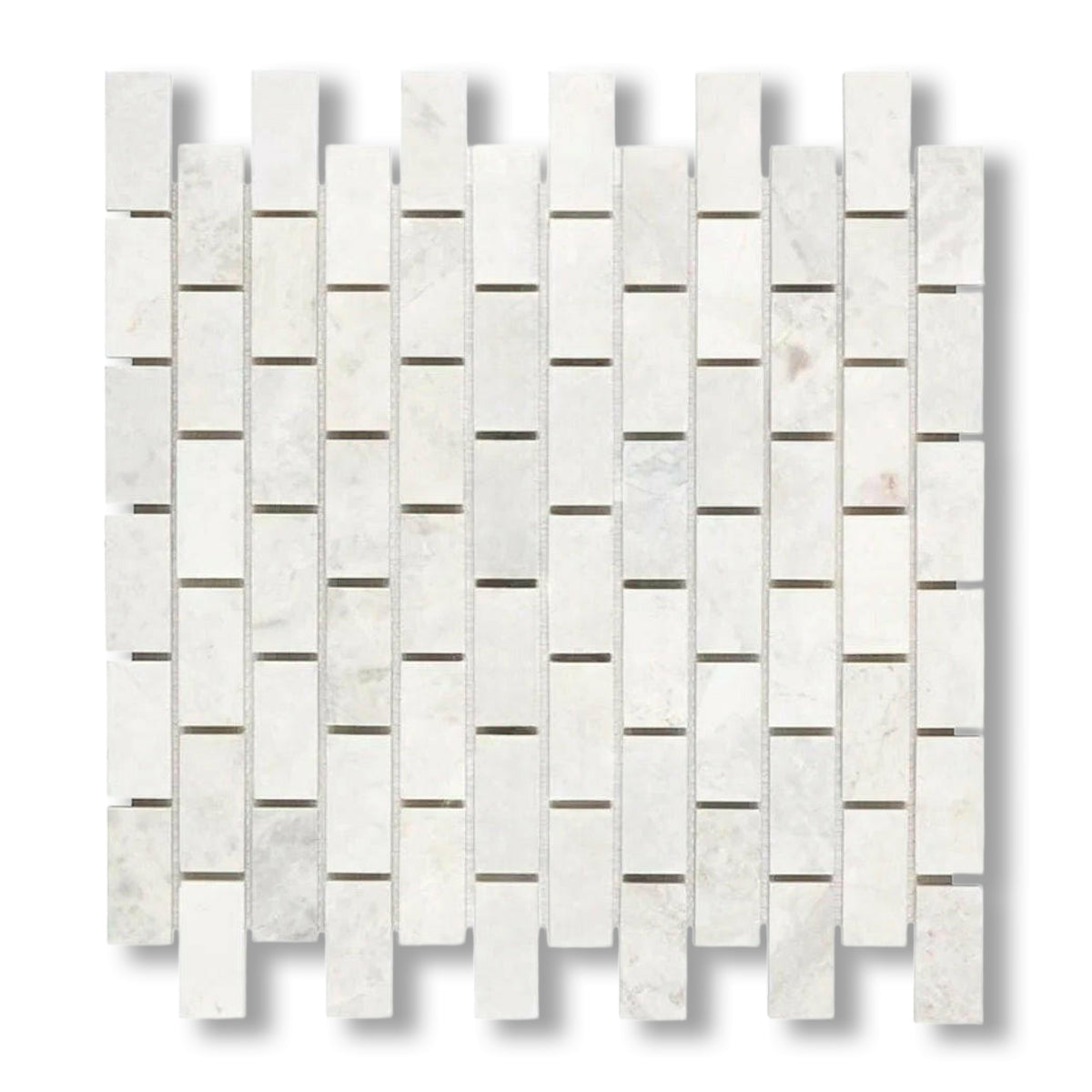 1x2 Bianco Congelato Dolomite Leathered Brick Mosaic Tile - American Tile Depot