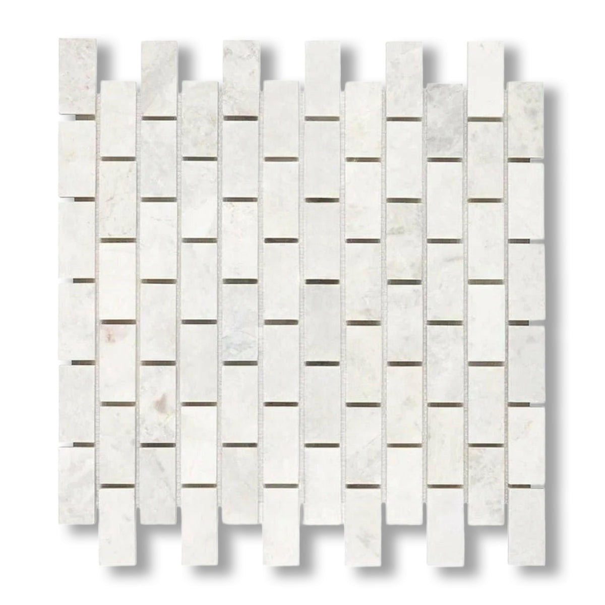 1x2 Bianco Congelato Dolomite Leathered Brick Mosaic Tile - American Tile Depot