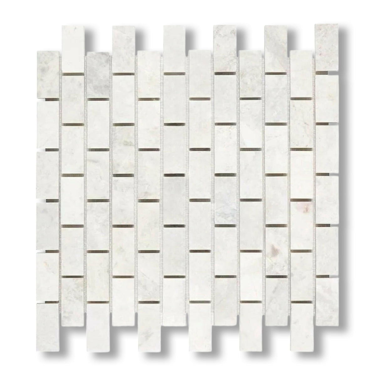 1x2 Bianco Congelato Dolomite Leathered Brick Mosaic Tile