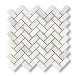 1x2 Bianco Congelato Dolomite Leathered Herringbone Mosaic Tile - American Tile Depot