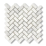 1x2 Bianco Congelato Dolomite Leathered Herringbone Mosaic Tile - American Tile Depot