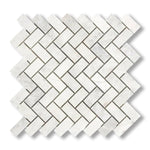 1x2 Bianco Congelato Dolomite Leathered Herringbone Mosaic Tile - American Tile Depot