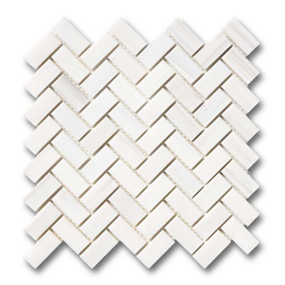 1x2 Bianco Dolomite Polished Herringbone Mosaic Tile 1x2 Bianco Dolomite Polished Herringbone Mosaic Tile - American Tile Depot