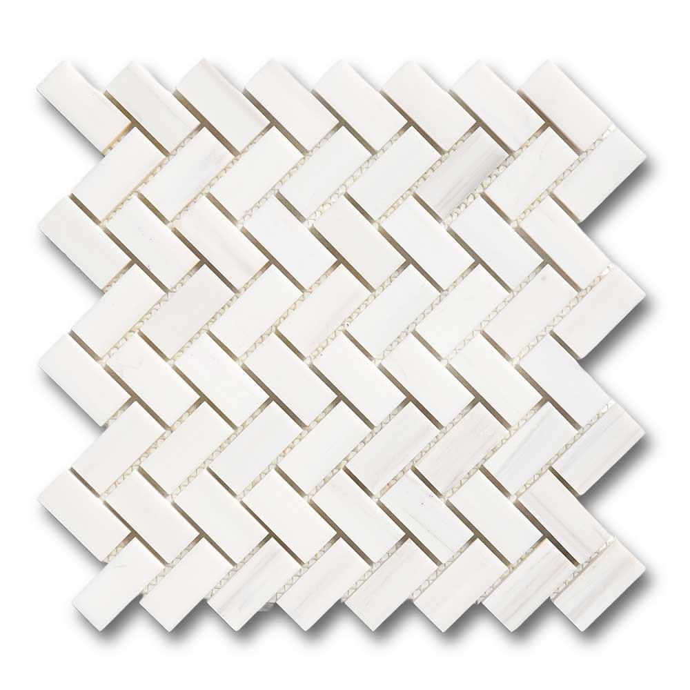 1x2 Bianco Dolomite Polished Herringbone Mosaic Tile 1x2 Bianco Dolomite Polished Herringbone Mosaic Tile - American Tile Depot