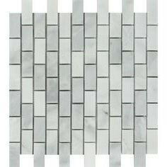 1x2 Bianco Venatino Marble Honed Brick Mosaic Tile 1x2 Bianco Venatino Marble Honed Brick Mosaic Tile - American Tile Depot