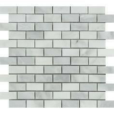 1x2 Bianco Venatino Marble Honed Brick Mosaic Tile 1x2 Bianco Venatino Marble Honed Brick Mosaic Tile - American Tile Depot